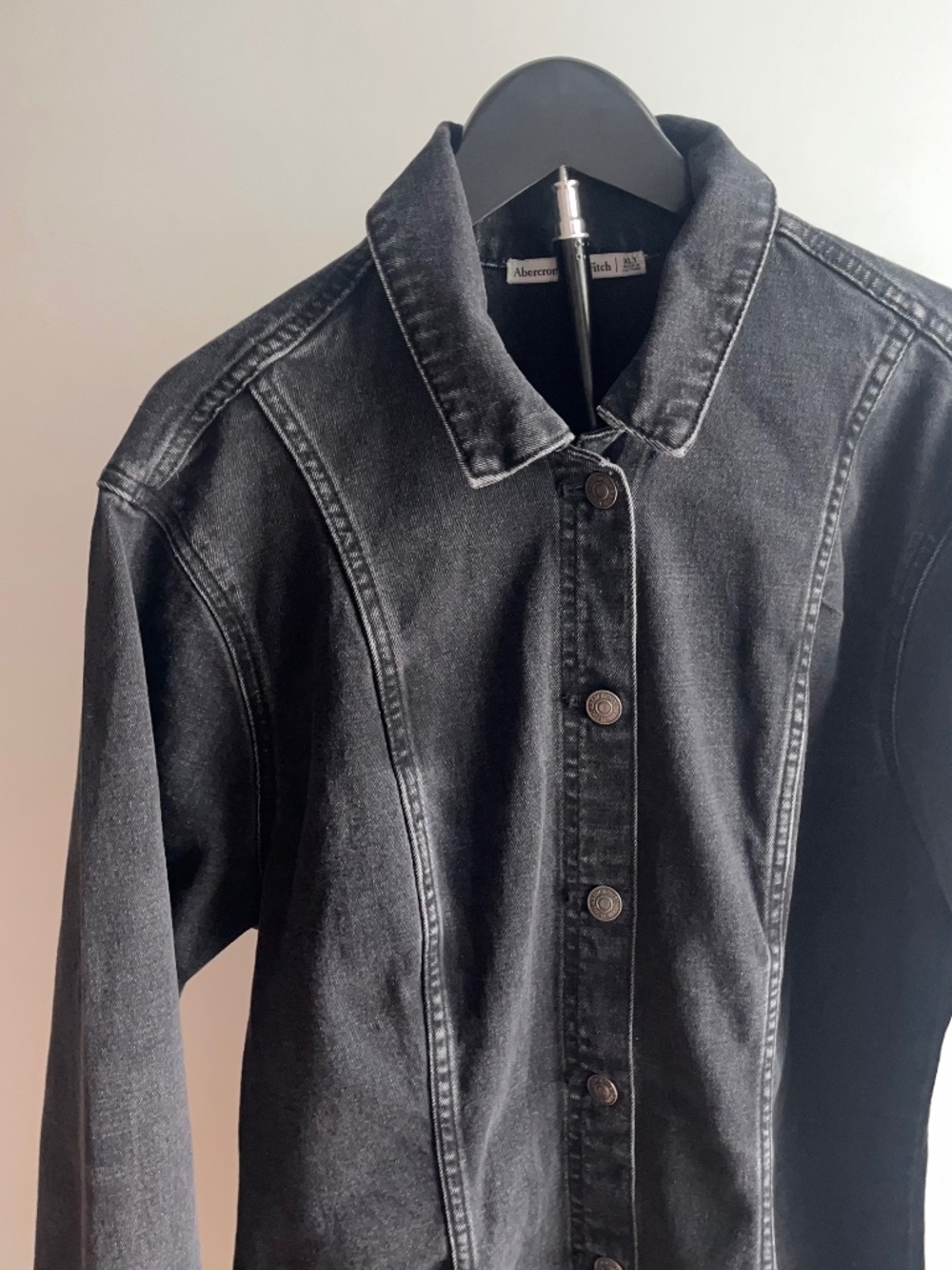 Denim shirt dress in washed black - Size XL Tall